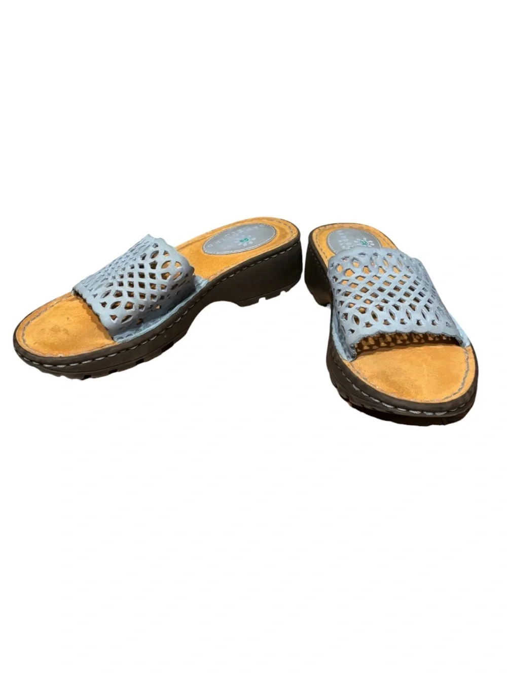 Bandolino Blu Vintage Deadstock Women’s Platform Leather Suede Lattice Sandals